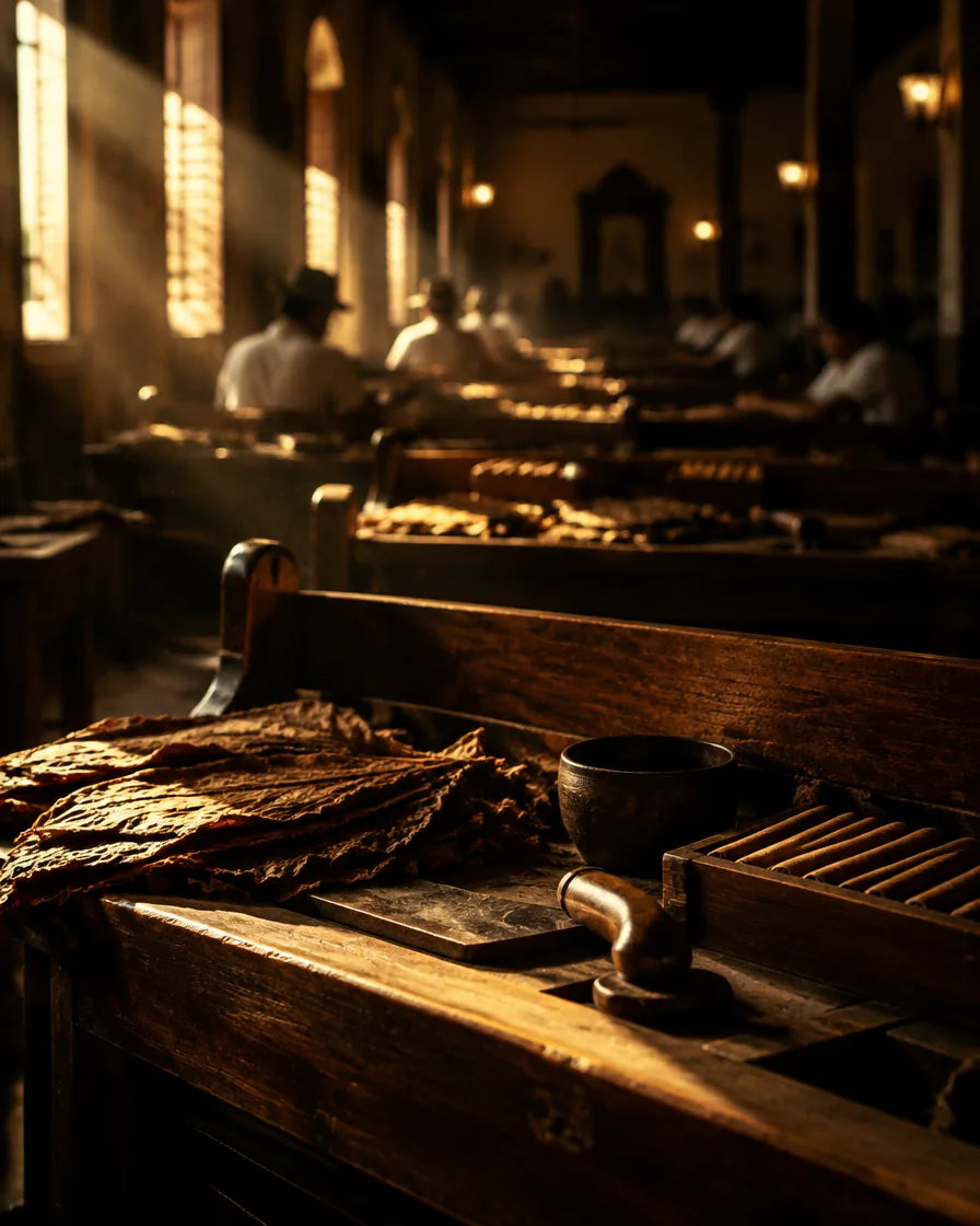 The rolling room, leaf selection at the benches